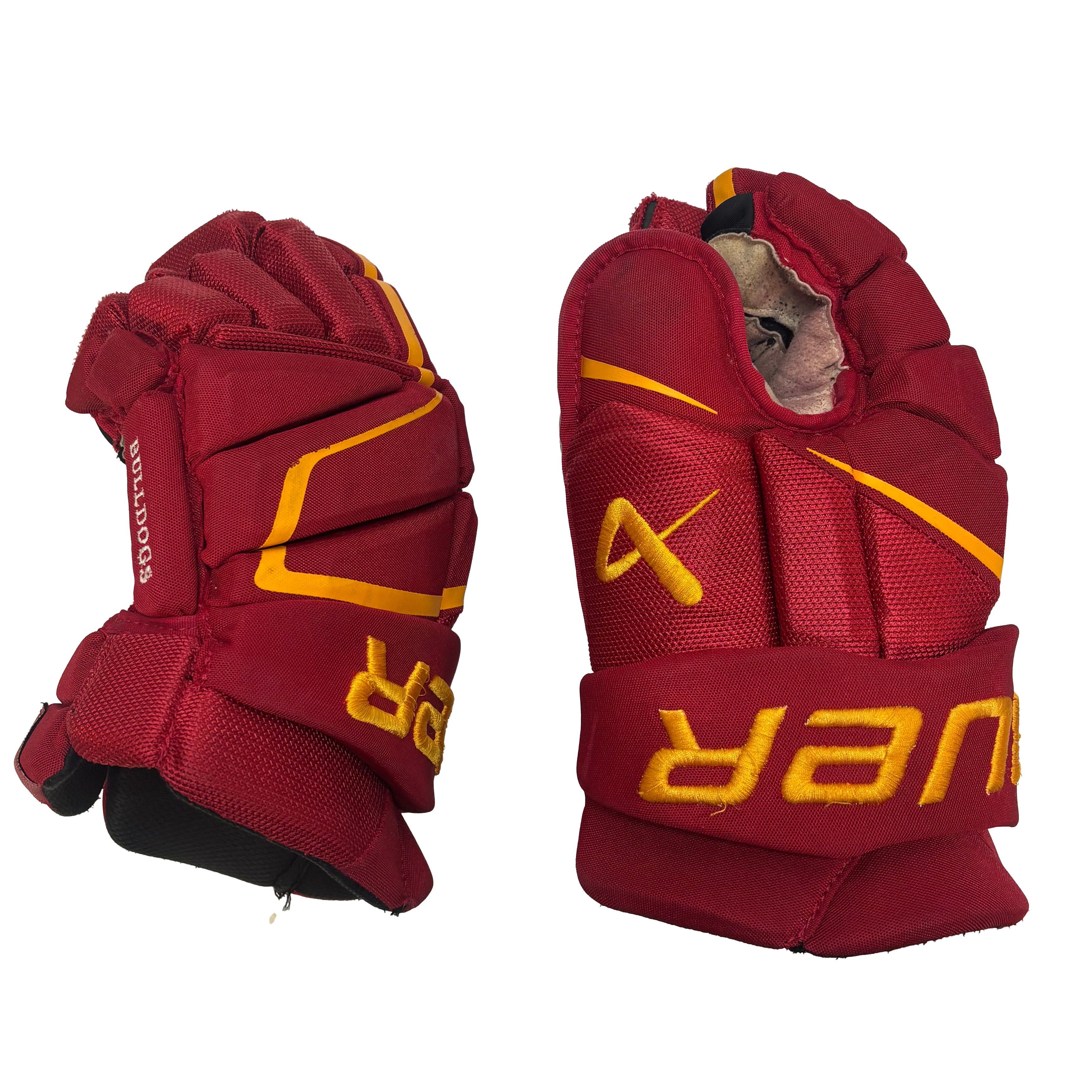 Bauer Vapor Hyperlite - Used NCAA Pro Stock Glove (Red/Yellow)